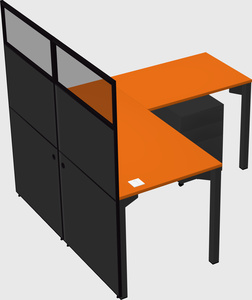 Shared l-shaped cubicle