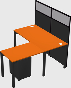 Shared l-shaped cubicle