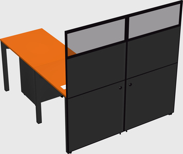 Shared l-shaped cubicle