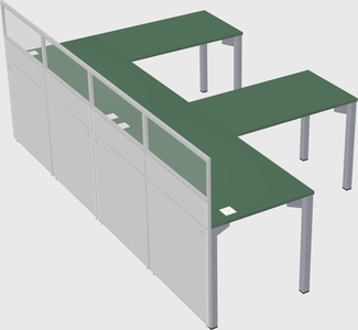 Shared l-shaped cubicle
