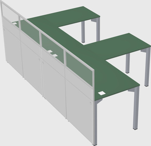Shared l-shaped cubicle