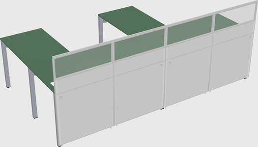 Shared l-shaped cubicle