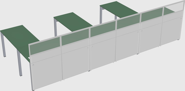 Shared l-shaped cubicle