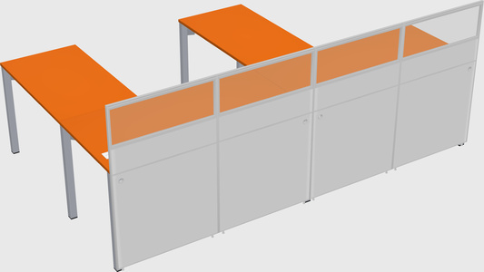 Shared l-shaped cubicle