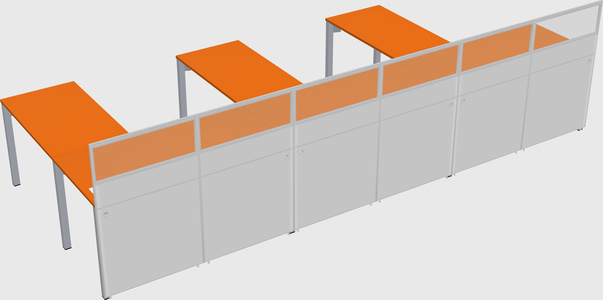 Shared l-shaped cubicle