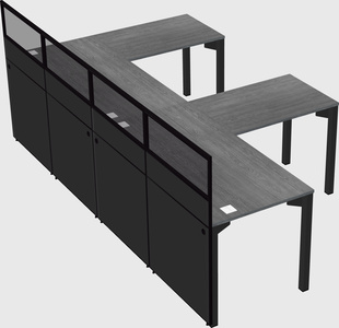Shared l-shaped cubicle