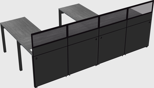 Shared l-shaped cubicle
