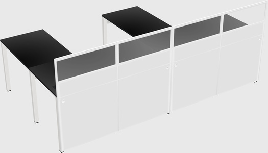 Shared l-shaped cubicle