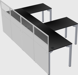 Shared l-shaped cubicle