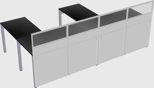 Shared l-shaped cubicle