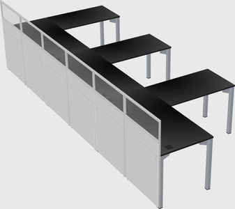 Shared l-shaped cubicle