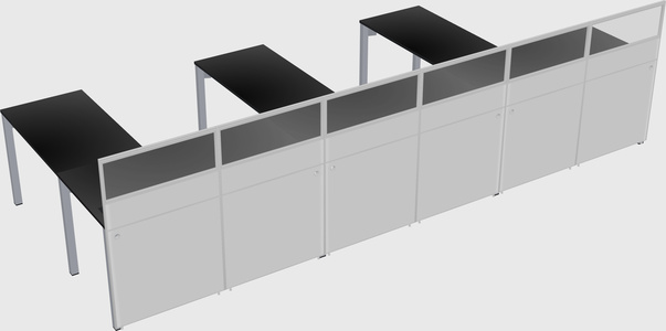 Shared l-shaped cubicle