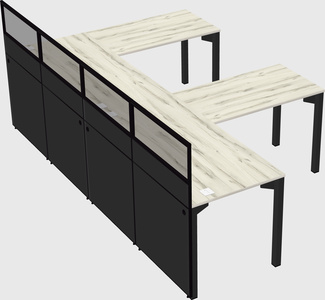 Shared l-shaped cubicle