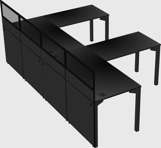 Shared l-shaped cubicle