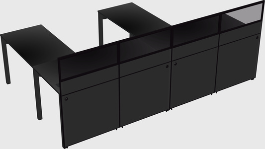 Shared l-shaped cubicle