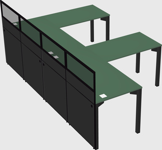 Shared l-shaped cubicle