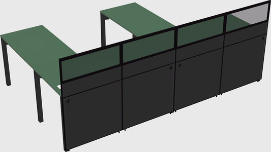 Shared l-shaped cubicle