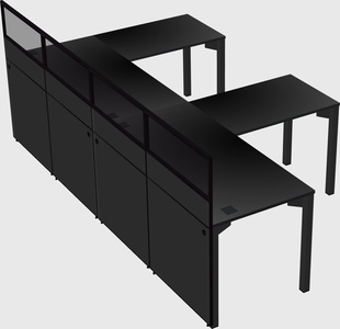 Shared l-shaped cubicle
