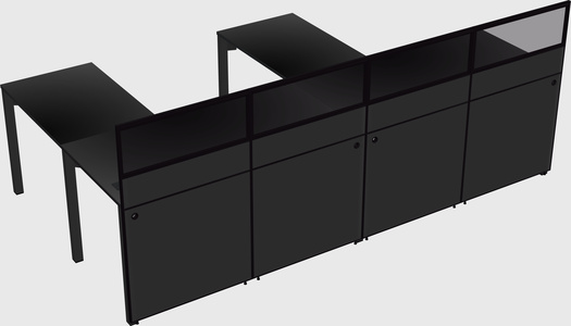 Shared l-shaped cubicle