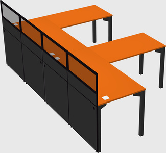 Shared l-shaped cubicle