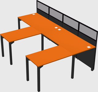 Shared l-shaped cubicle
