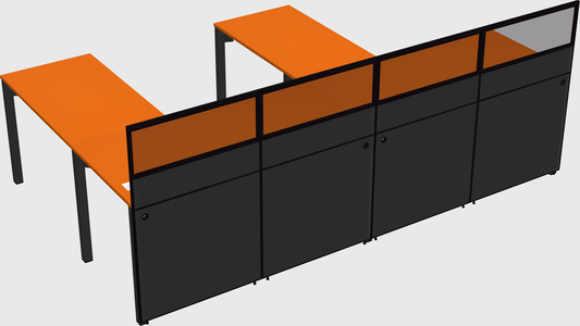 Shared l-shaped cubicle