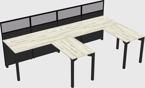 Shared l-shaped cubicle