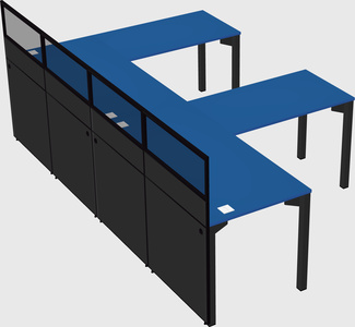 Shared l-shaped cubicle