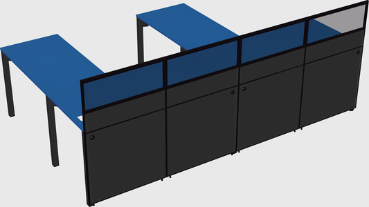 Shared l-shaped cubicle