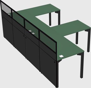 Shared l-shaped cubicle