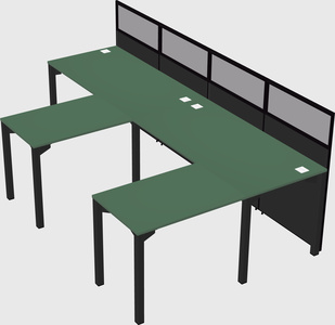 Shared l-shaped cubicle