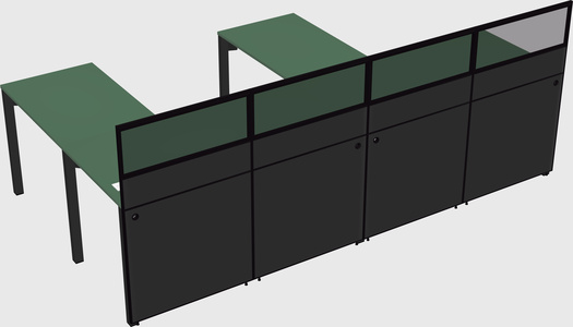 Shared l-shaped cubicle