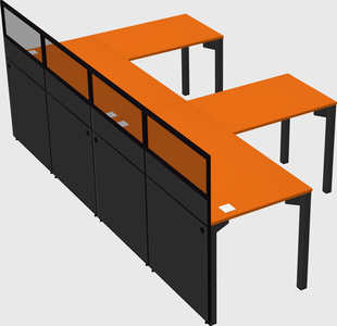 Shared l-shaped cubicle
