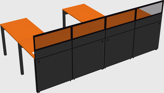 Shared l-shaped cubicle