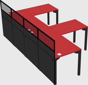Shared l-shaped cubicle