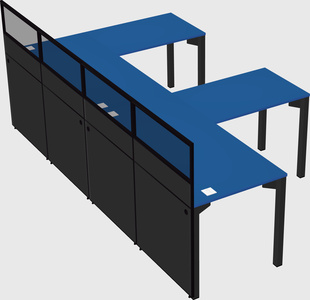 Shared l-shaped cubicle