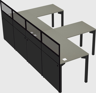Shared l-shaped cubicle