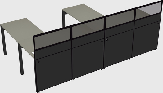 Shared l-shaped cubicle