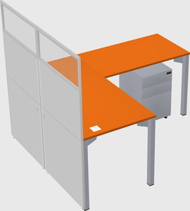 Shared l-shaped cubicle