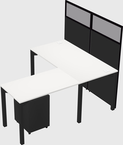 Shared l-shaped cubicle