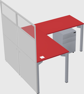 Shared l-shaped cubicle