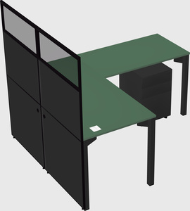 Shared l-shaped cubicle