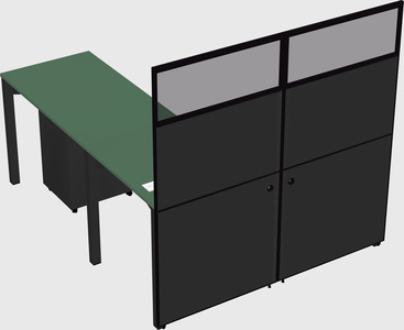 Shared l-shaped cubicle