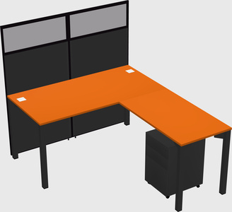 Shared l-shaped cubicle