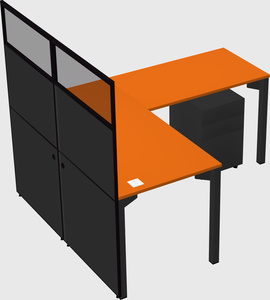 Shared l-shaped cubicle
