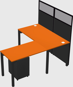 Shared l-shaped cubicle