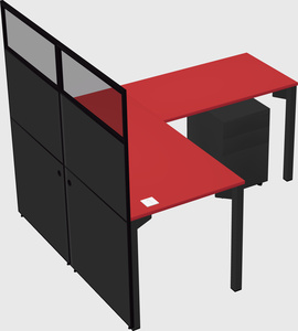 Shared l-shaped cubicle