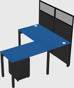 Shared l-shaped cubicle
