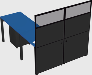 Shared l-shaped cubicle