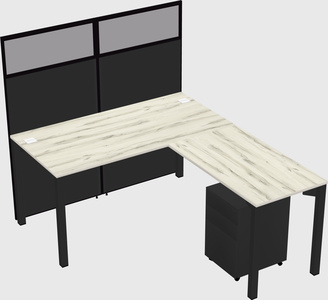 Shared l-shaped cubicle